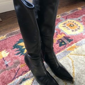 PRADA SPORT TALL BLACK LEATHER BOOTS 40 EU